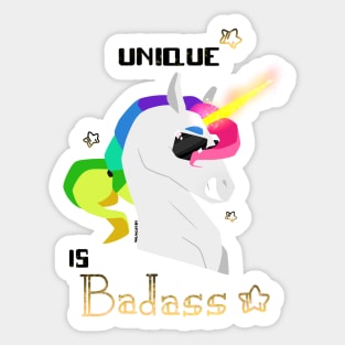 Unique is badass - Unicorn - Gold Sticker